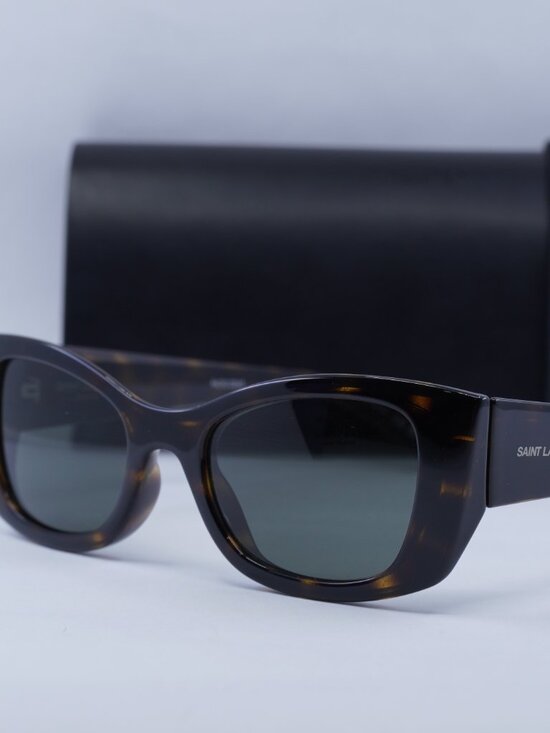 Saint Laurent SL593 002 Cat Eye Sunglasses - Havana / Grey